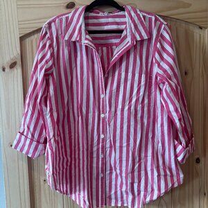 Maurices Pink/White XL LS Button Shirt